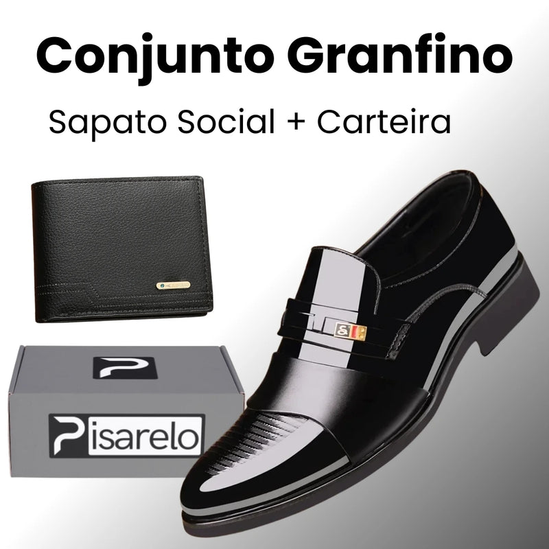 [Conjunto Granfino] - Sapato Social Granfino + Carteira de Couro ™