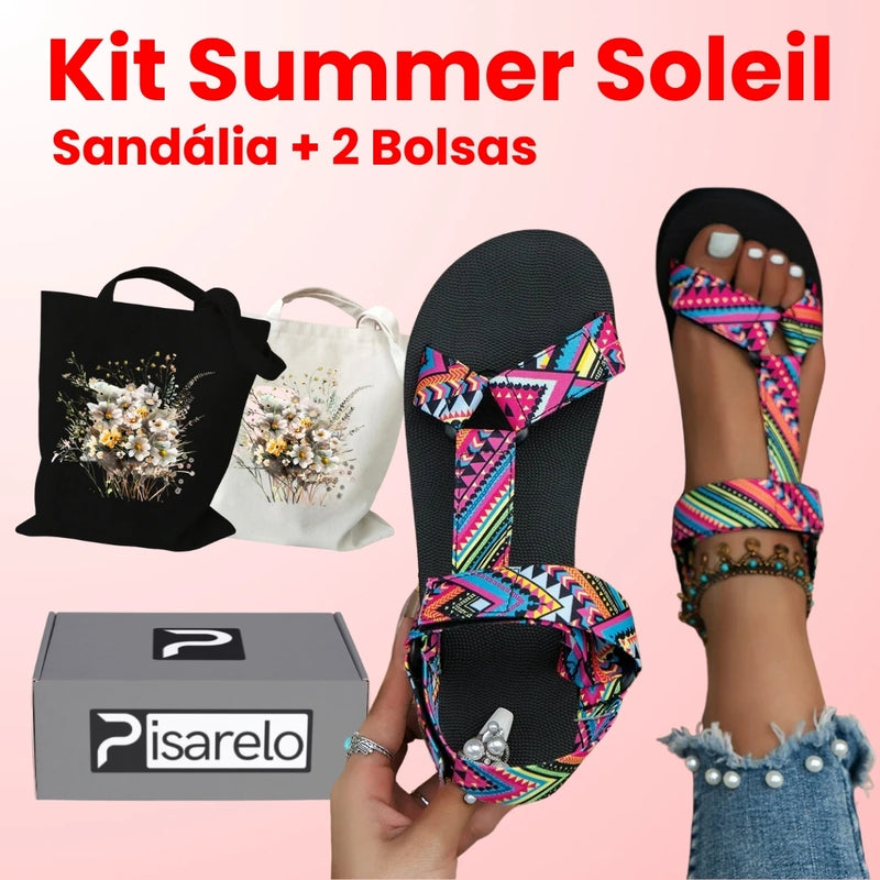 Kit Summer Soleil - [Sandália Floratta Soleil + 2 Bolsas de Brinde] ™